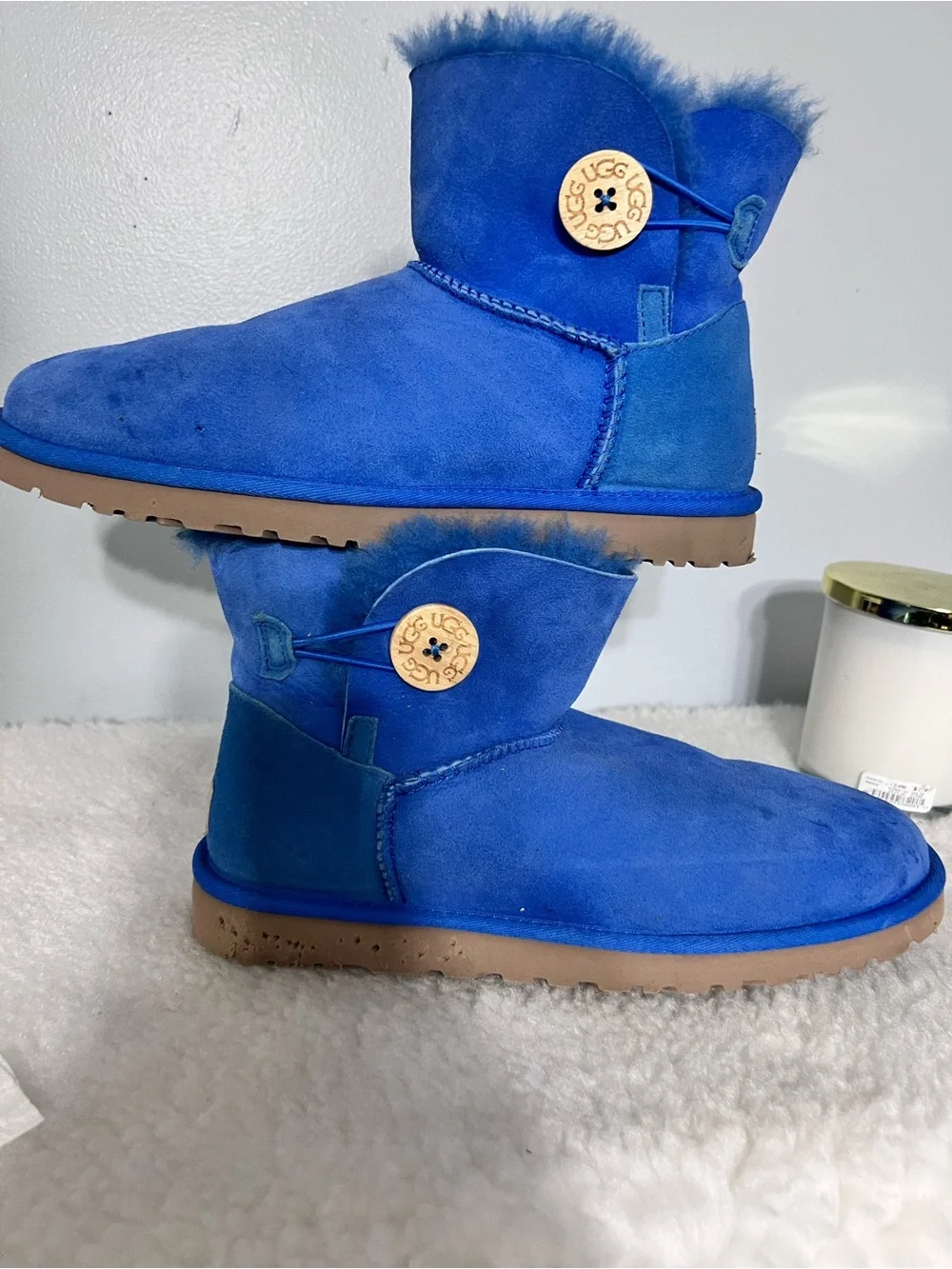 UGG Blue Suede Shearling Ankle Boots sz 9